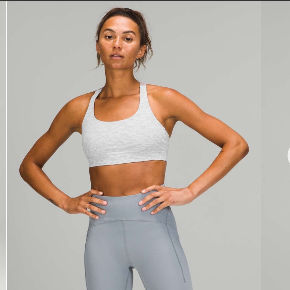 lululemon athletica Gray and Pink energy Sports Bra